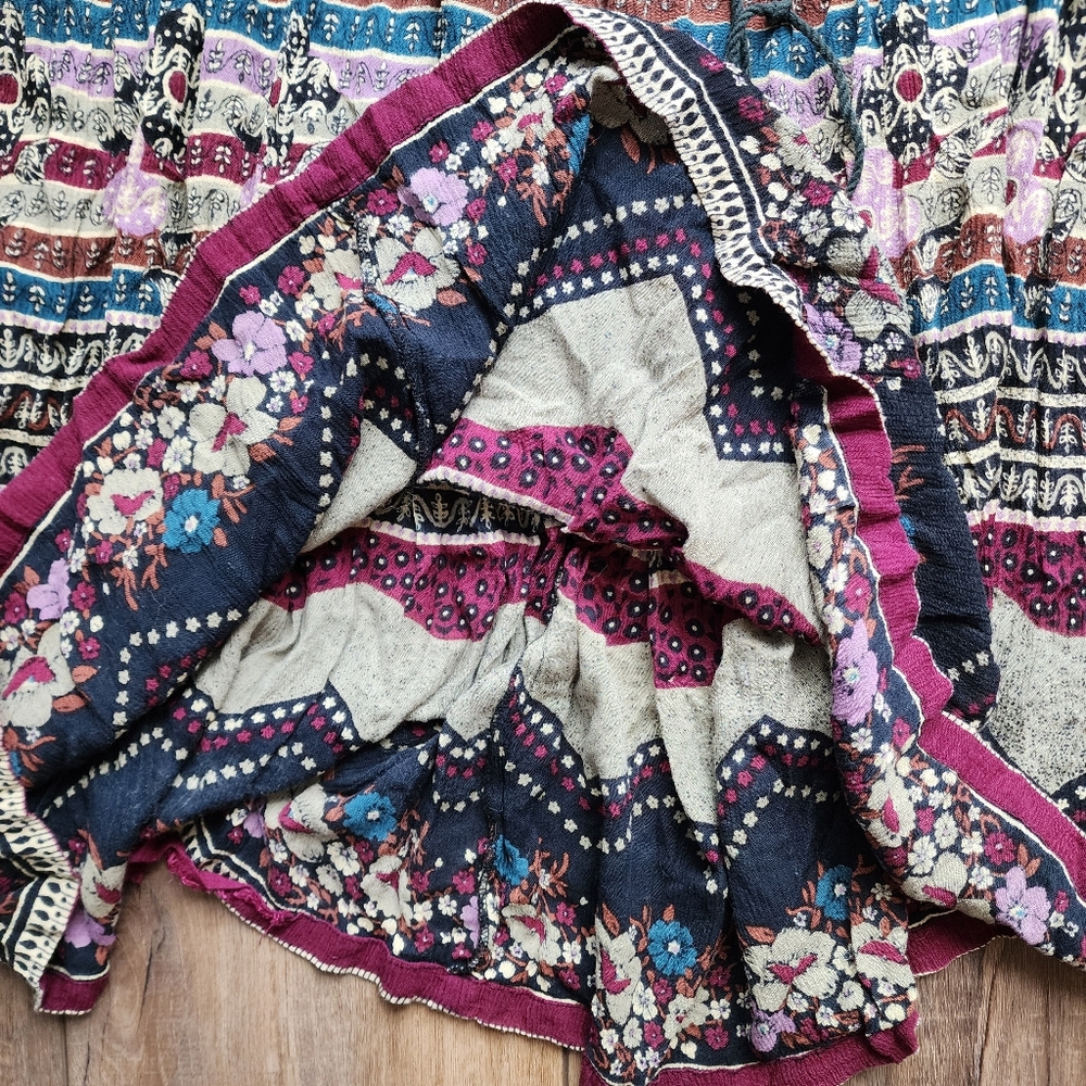 Boho Patterned Drawstring Skirt Size Large, Adjus… - image 4
